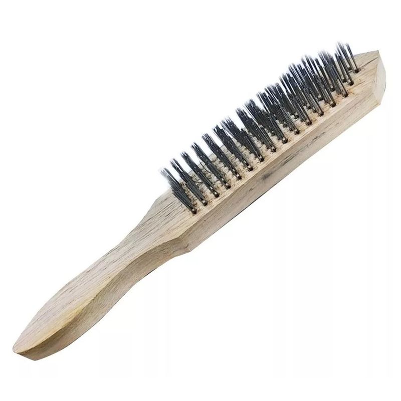 GENERICO - Cepillo Escobilla Alambre Acero Mango Madera Toolmak