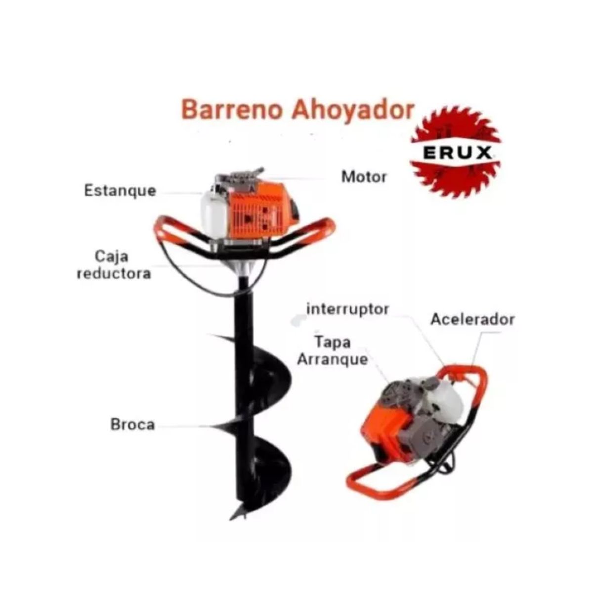 GENERICO - Ahoyador Barreno +3 Brocas + Extensión Licencia Japonés 52cc