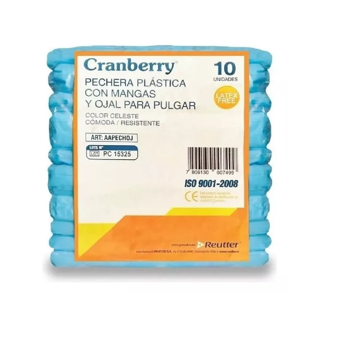 CRAMBERRY - Pechera Plastica Con Mangas Y Ojal Cranberry 10 Unidades
