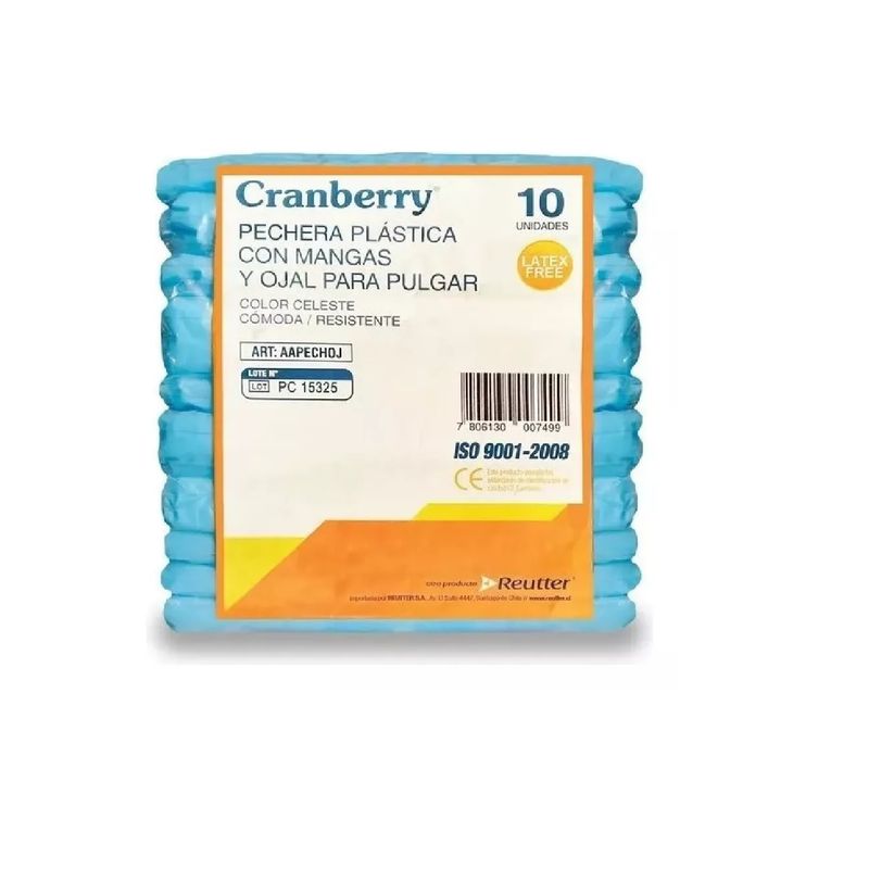 CRAMBERRY - Pechera Plastica Con Mangas Y Ojal Cranberry 10 Unidades