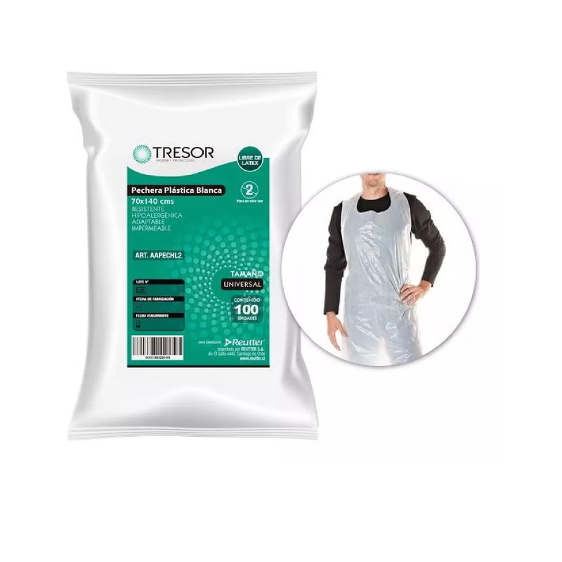 GENERICO - Pechera Desechable Sin Mangas 70x140cm Tresor 100 Unidades