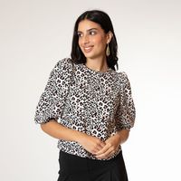 Polera Abril Manga Corta Animal Print Rosa