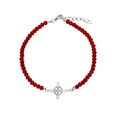 GENERICO - Pulsera nudo de brujas proteccion plata 925 cristales rojos