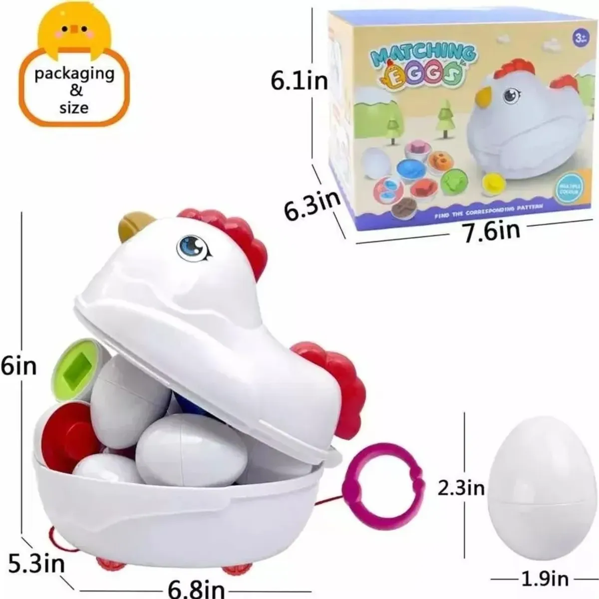 GENERICO - Juego Encaje Huevos Montessori 12 Unidades Figuras