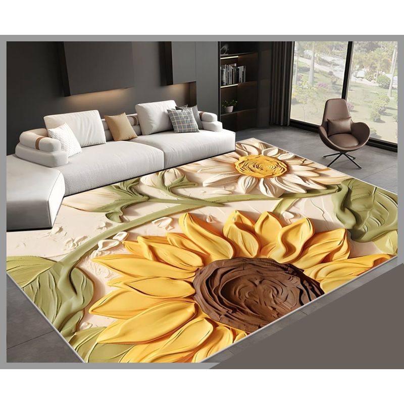 GENERICO - ALFOMBRA CON DISEÑO 180x200 DE GIRASOL LISA DELGADA Tf