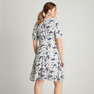 Imagen 2 del producto Vestido Midi Crudo Manga Corta Estampado Cuello V