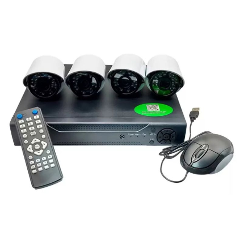 GENERICO - Kit 4 Camaras De Seguridad + Dvr Cctv Interior y Exterior Visión Nocturna