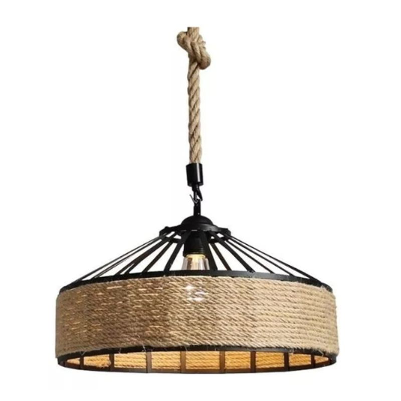 GENERICO - Lampara Colgante 30 Cm Con Cuerda Cáñamo - Metal Rustica Decoracion