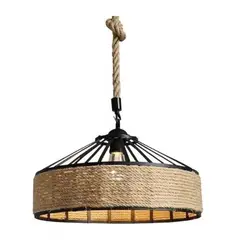 GENERICO - Lampara Colgante 30 Cm Con Cuerda Cáñamo - Metal Rustica Decoracion