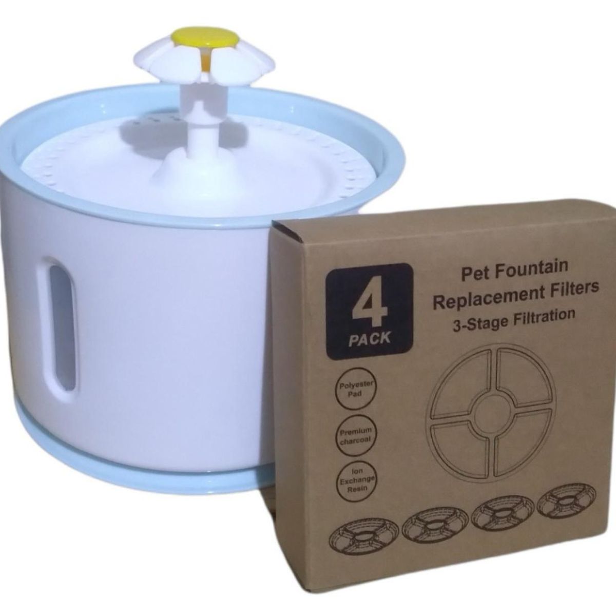 GENERICO - Bebedero Electrico De Agua 24lts Luz Led + Pack X4 Filtros