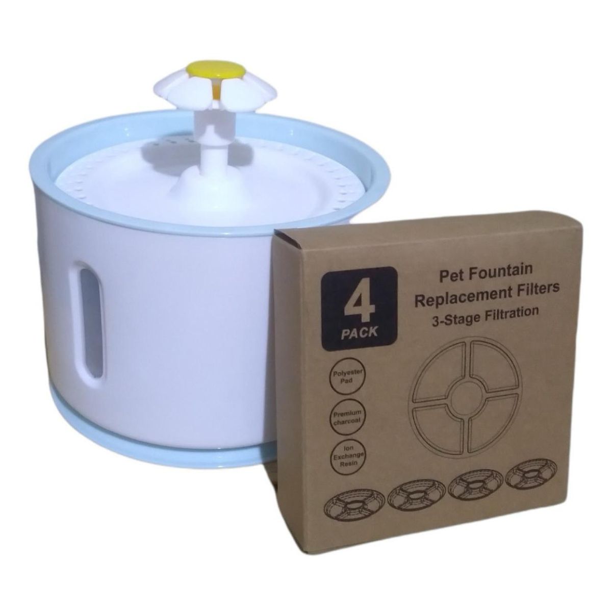 GENERICO - Bebedero Electrico De Agua 24lts Luz Led + Pack X4 Filtros