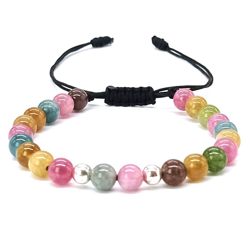 GENERICO - Pulsera Turmalina Multicolor y Plata Ajustable para Mujer