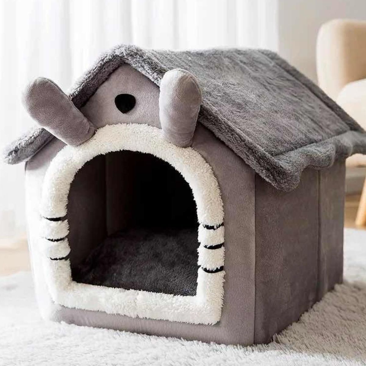 GENERICO - Casa Cama Para Perros Y Gatos Gris
