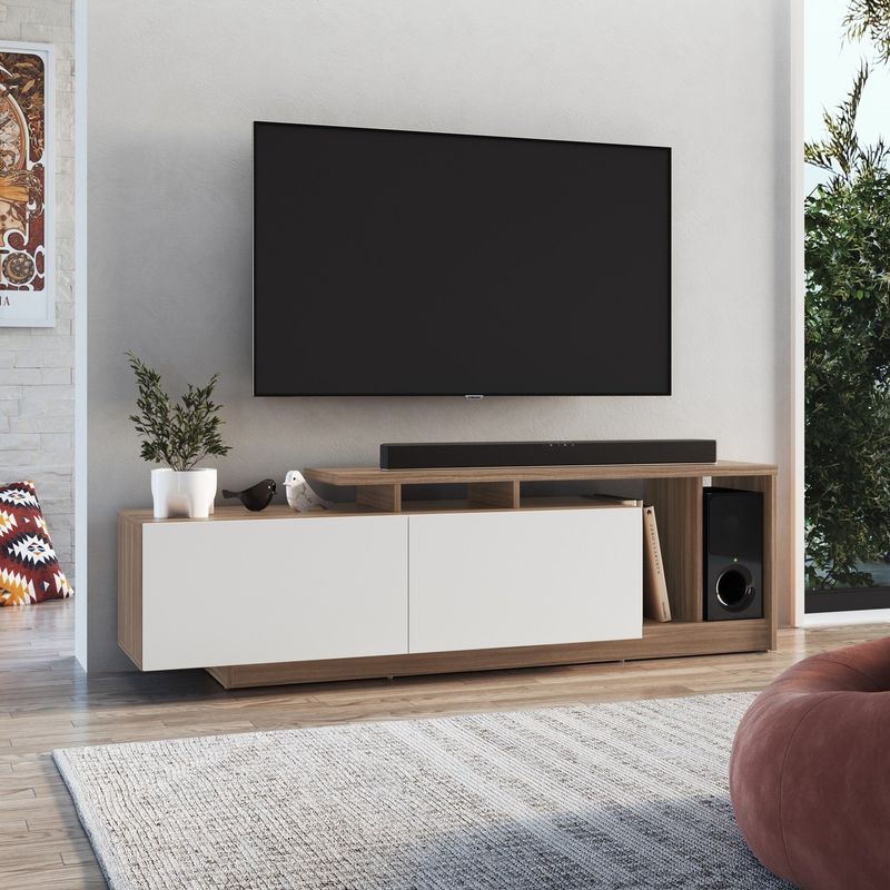 DF HOME - Rack Nova Blanco Castaño Tv 50 Pulgadas B91.090