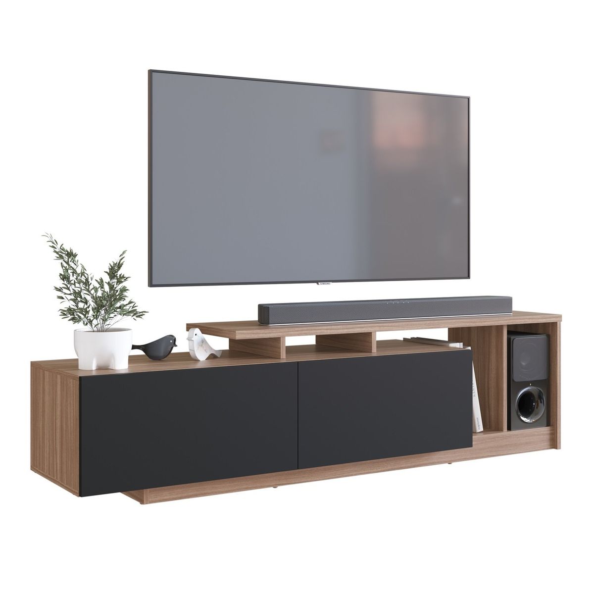 DF HOME - Rack Nova Negro Castaño Tv 50 Pulgadas B91.089