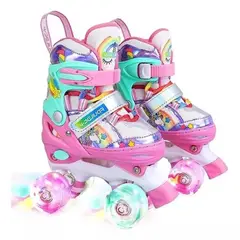 UNIBAG - Kit Patines Niña Principiante Led Con Protecciones 4 Ruedas