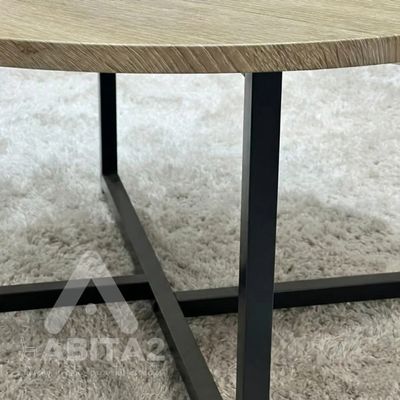 Imagen 2 del producto Mesa de centro redonda madera natural base metal 80cm diametro