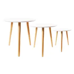 GENERICO - Trio de Mesa de centro-Blanco