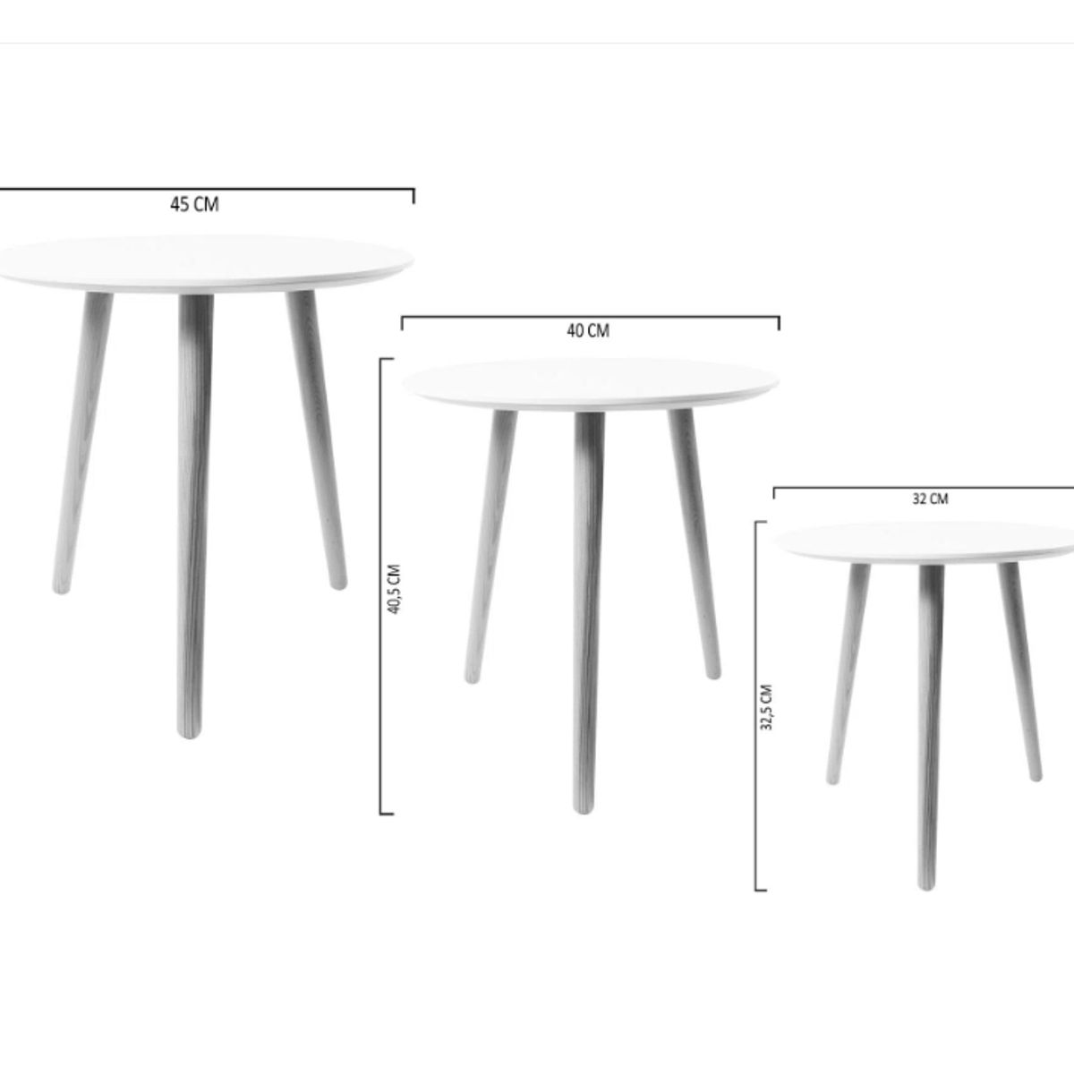 HABITA2 CHILE - Trio de Mesa de centro-Blanco