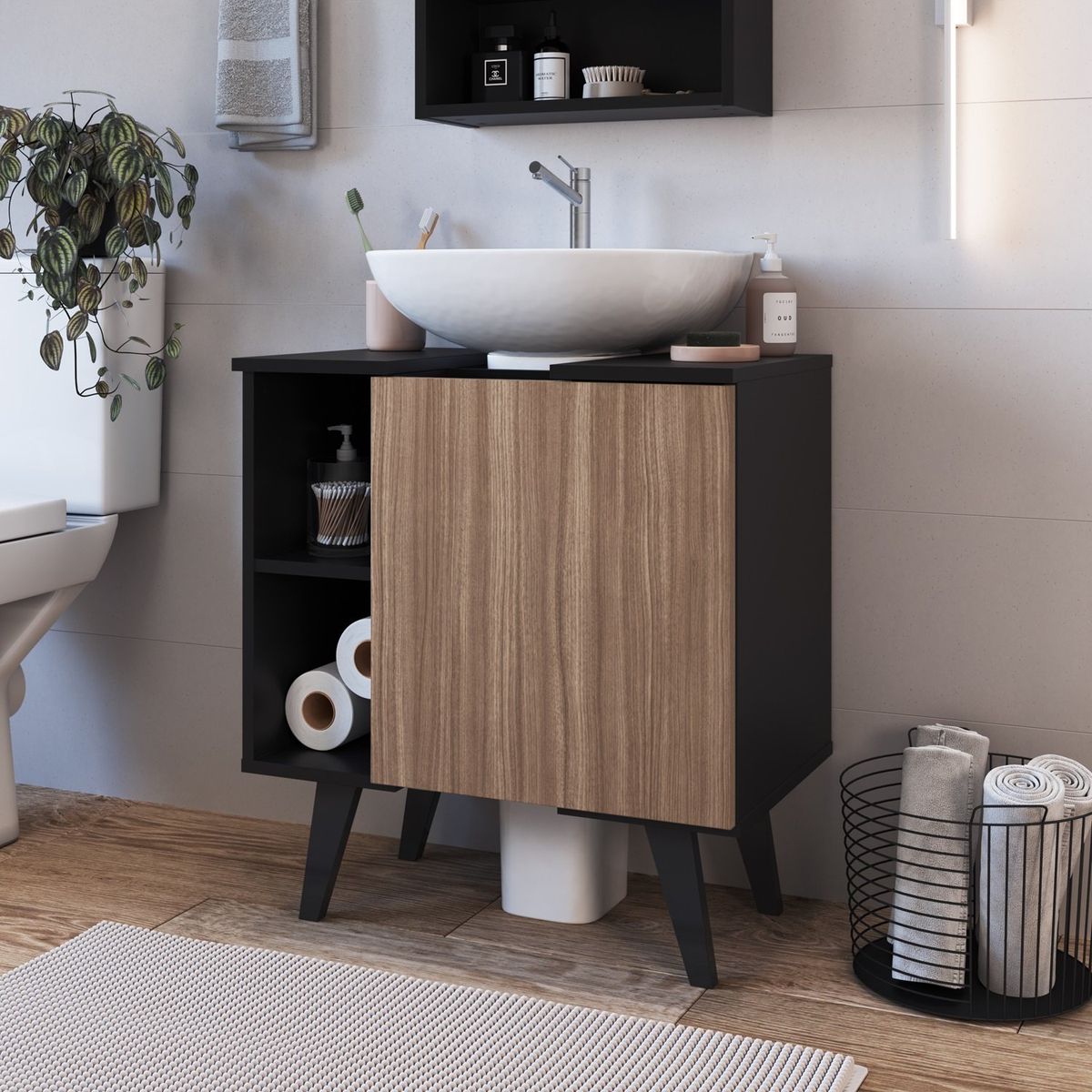 Vanitorio Lavamanos Nova Negro Castaño B86088, marca DF HOME - Foto Principal