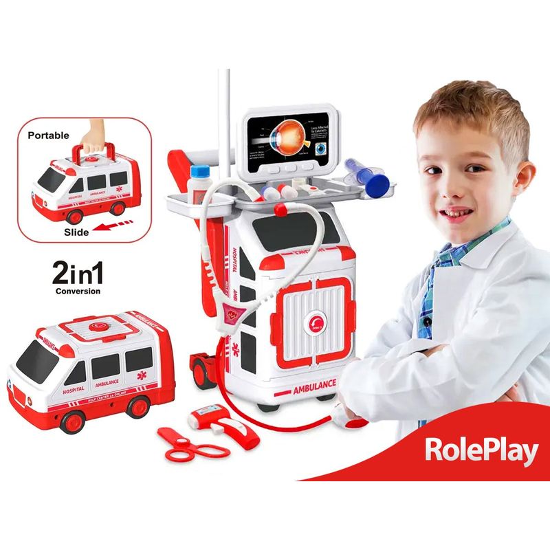 GENERICO - Maletin Ambulancia Juguete Doctor Set Medico Portatil 2 N 1