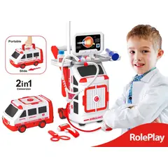 GENERICO - Maletin Ambulancia Juguete Doctor Set Medico Portatil 2 N 1