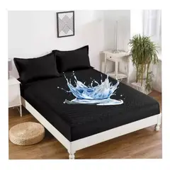 GENERICO - Cubrecolchón negro 2 plaza protector impermeable 2 funda almohada TF