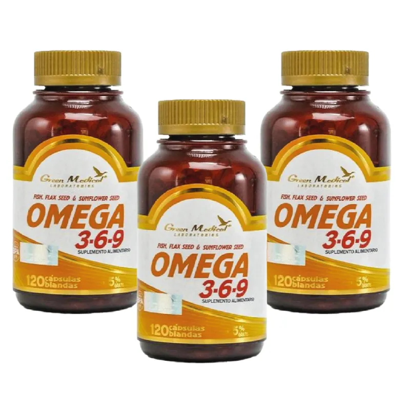 GREEN MEDICAL - Triple Omega 369 Gm 3 Frascos 360 Blandas 1000mg 3x120