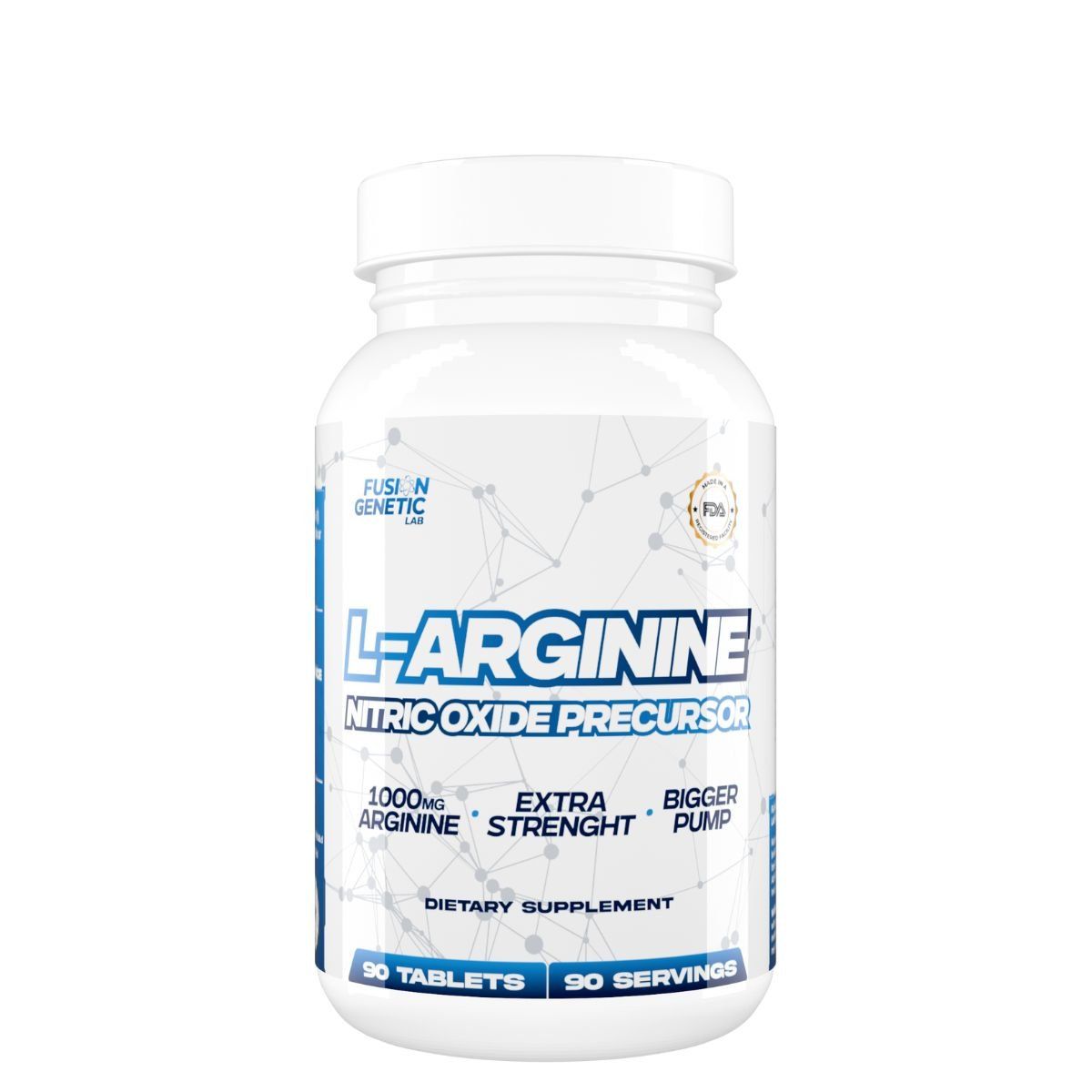 FUSION GENETIC LAB - L-ARGININE PRECURSOR OXIDO NITRICO1000 MG 90 SERV.