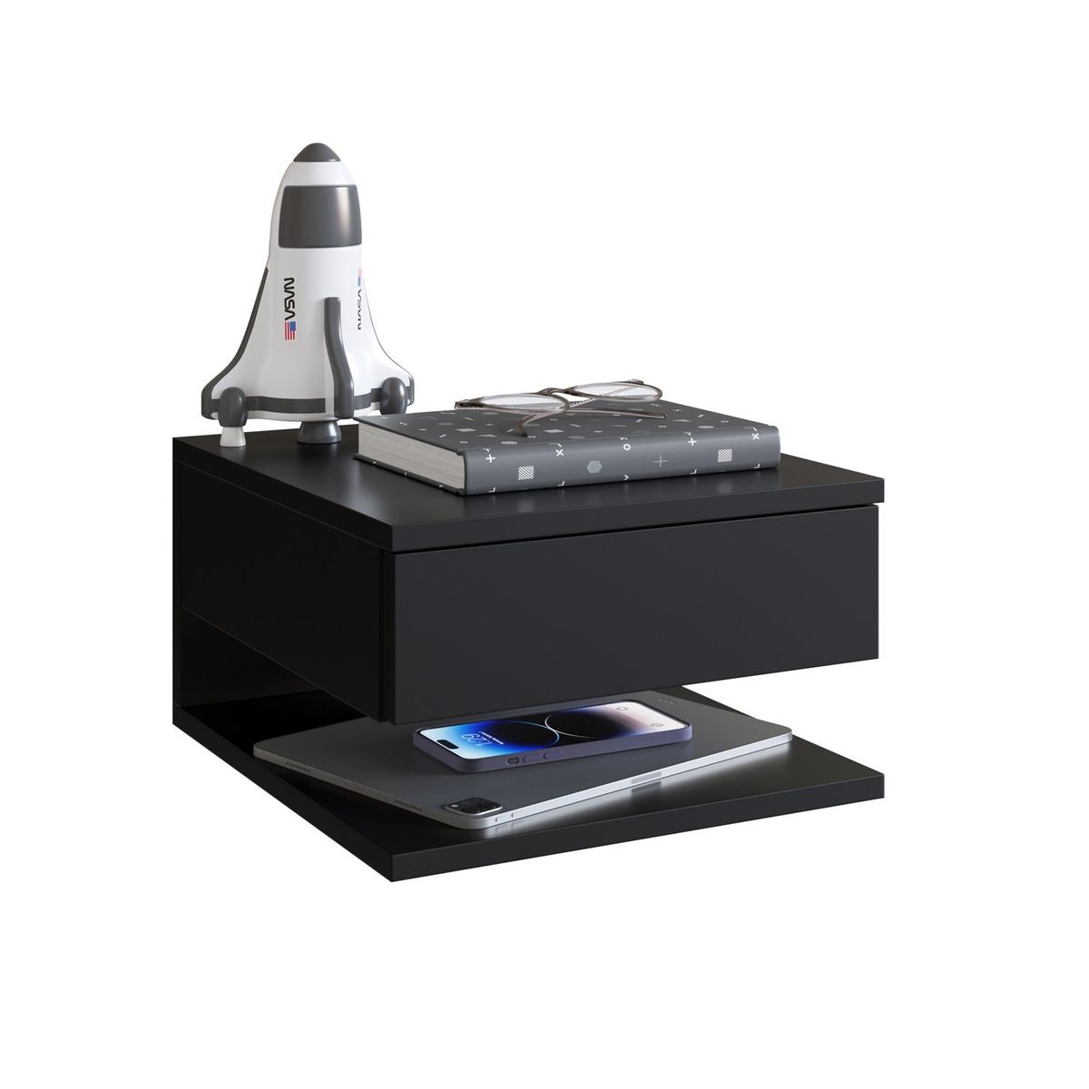 DF HOME - Velador Mural 1 Cajón Negro B68.065