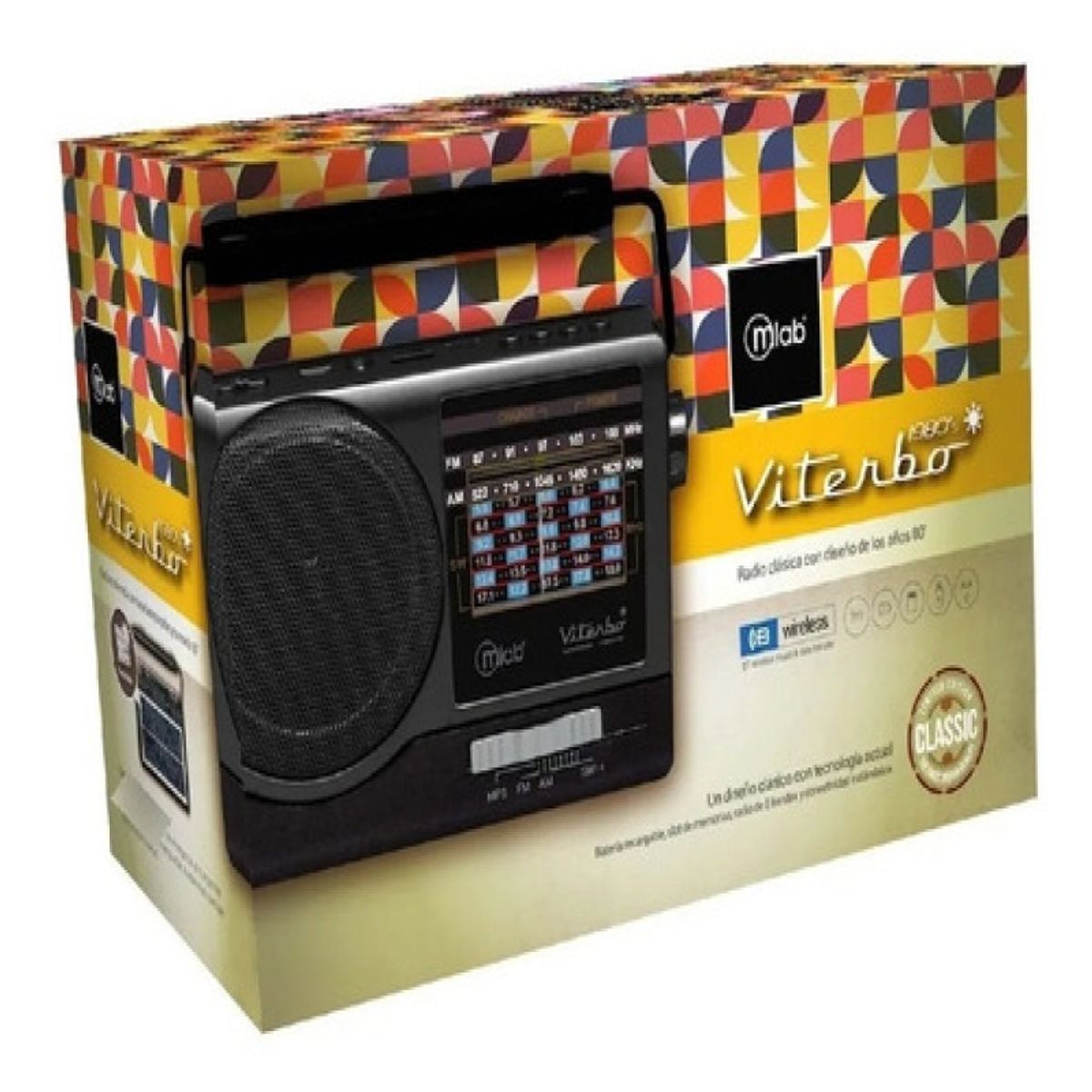 MLAB - Radio Retro Mlab Viterbo 9145 Bluetooth Usb Fm Negro