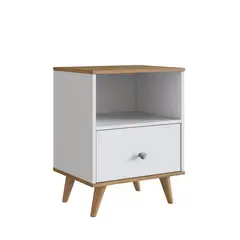 DF HOME - Velador Nórdico Blanco Miel 1 Cajón
