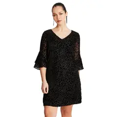 LORENZO DI PONTTI - Vestido Negro Manga 3,4 Cuello V