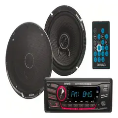 AIWA - Combo Radio Bluetooth 1 Din + Parlante Auto Caw-2016bt