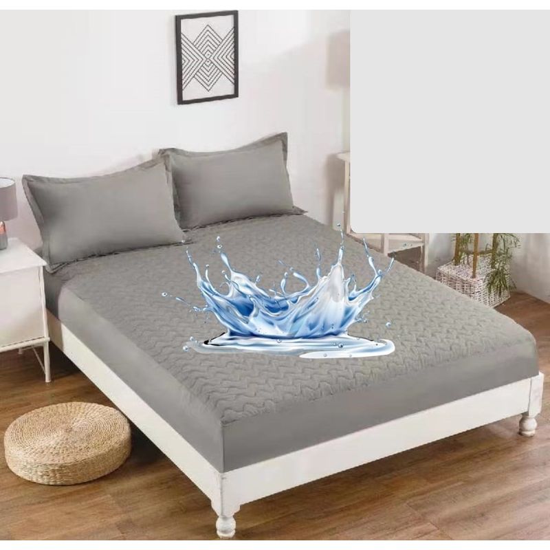 GENERICO - Cubrecolchón gris 1.5 plaza impermeable 1 funda almohada TF