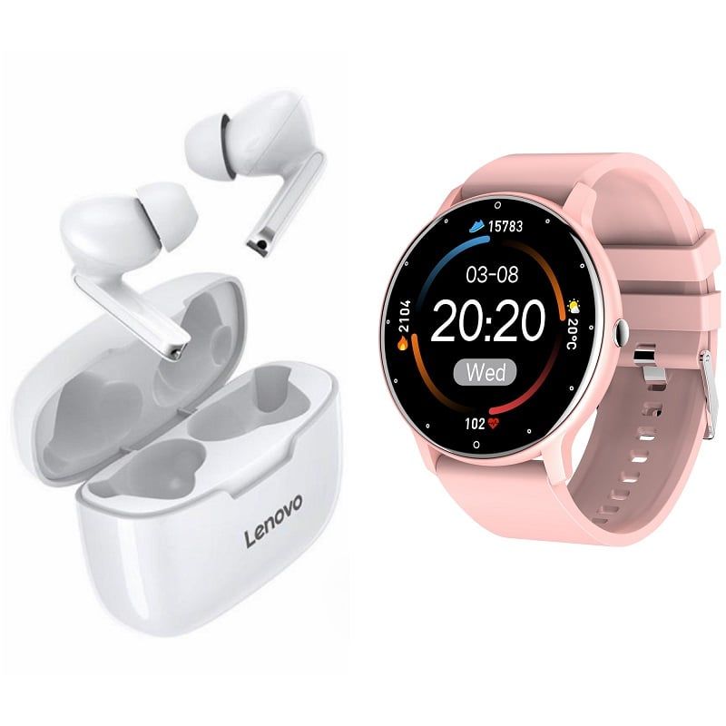 LENOVO - ZL02D reloj inteligente deportivo + combo Lenovo XT90 -Rosa