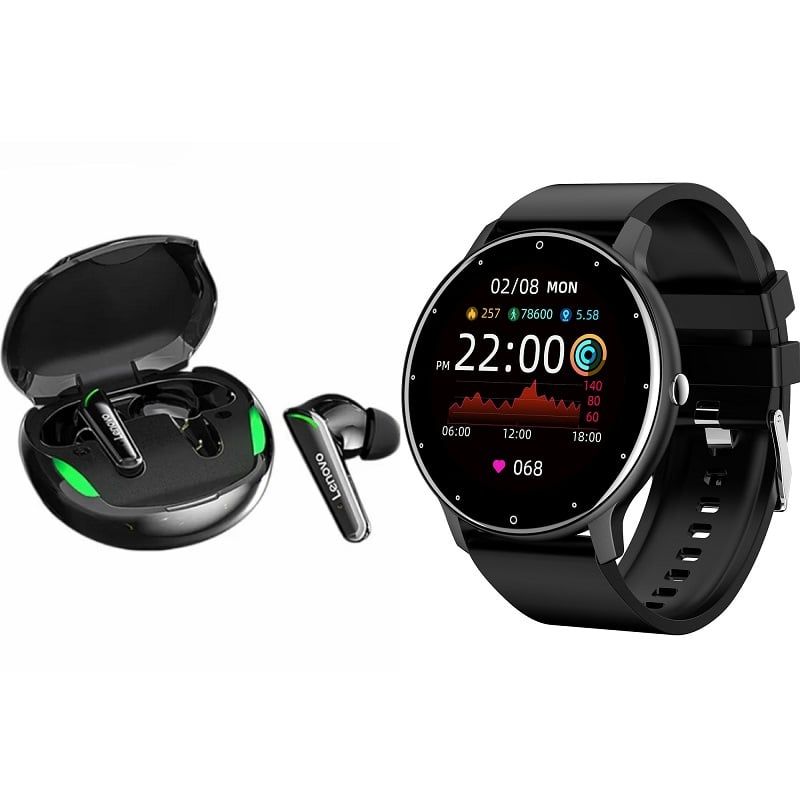 LENOVO - ZL02D reloj inteligente deportivo + combo Lenovo XT92 -Negro