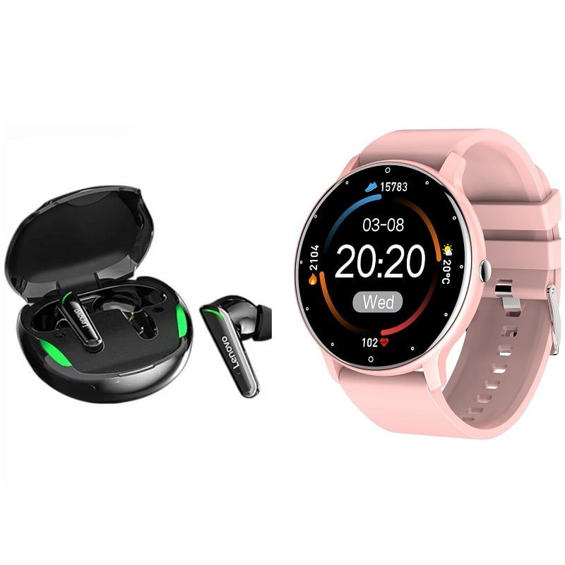 LENOVO - ZL02D reloj inteligente deportivo + combo Lenovo XT92 -Rosa