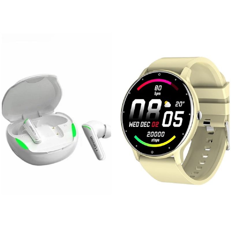 LENOVO - ZL02D reloj inteligente deportivo + combo Lenovo XT92 -Amarillo