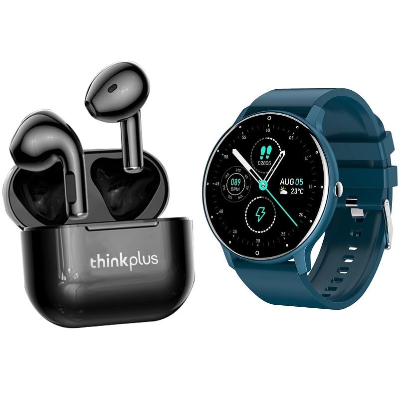 LENOVO - ZL02D reloj inteligente deportivo + combo Lenovo LP40 -Azul