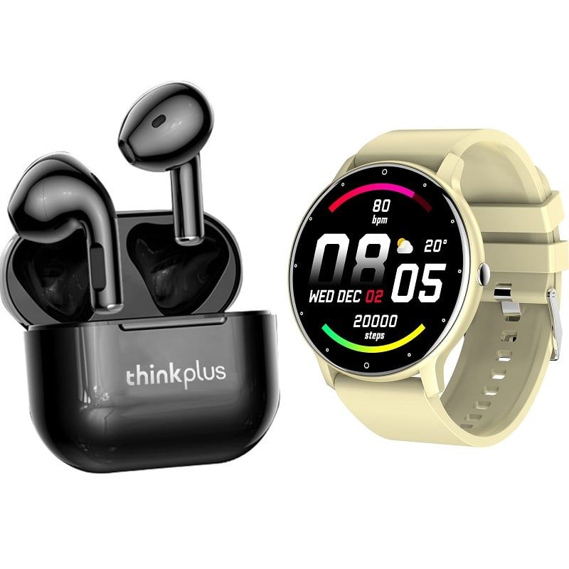 LENOVO - ZL02D reloj inteligente deportivo + combo Lenovo LP40 -Amarillo