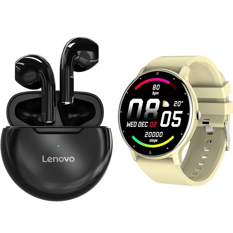 LENOVO - ZL02D reloj inteligente deportivo + combo Lenovo HT38-Amarillo