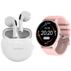 LENOVO - ZL02D reloj inteligente deportivo + combo HT38-Rosa+Blanco