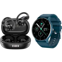 LENOVO - ZL02D reloj inteligente deportivo+combo tws LP75-Azul+Negro