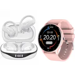 LENOVO - ZL02D reloj inteligente deportivo+combo TWS LP75-Rosa+Blanco