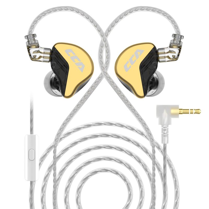 KZ - Auriculares dinámicos de graves con cable y micrófono CRA+ -Dorado