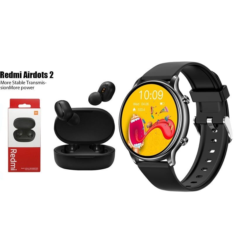 XIAOMI - Y66-Negro reloj inteligente deportivo+combo Redmi AirDots2