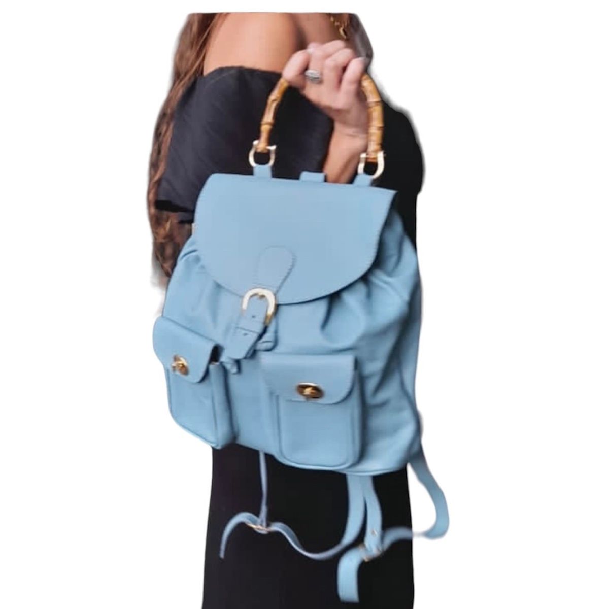 PIERA MARASSI - Cartera Mochila Bambo Cuero natural Piera Marassi