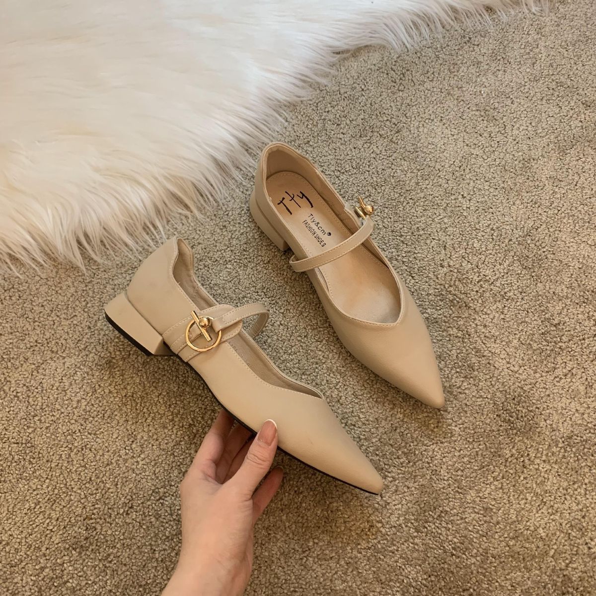 BLWOENS - Zapatos planos de verano para mujeres Zapatilla - Beige