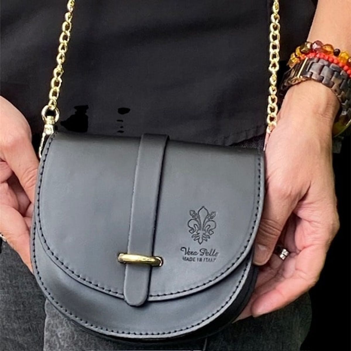 PIERA MARASSI - Cartera cuero Mini Dai Negra